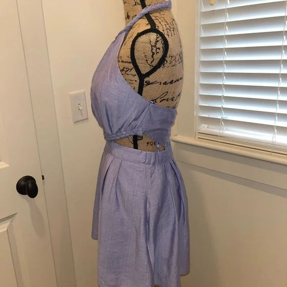 DO + BE Romper - purple cut out romper with pockets - Picture 3 of 4